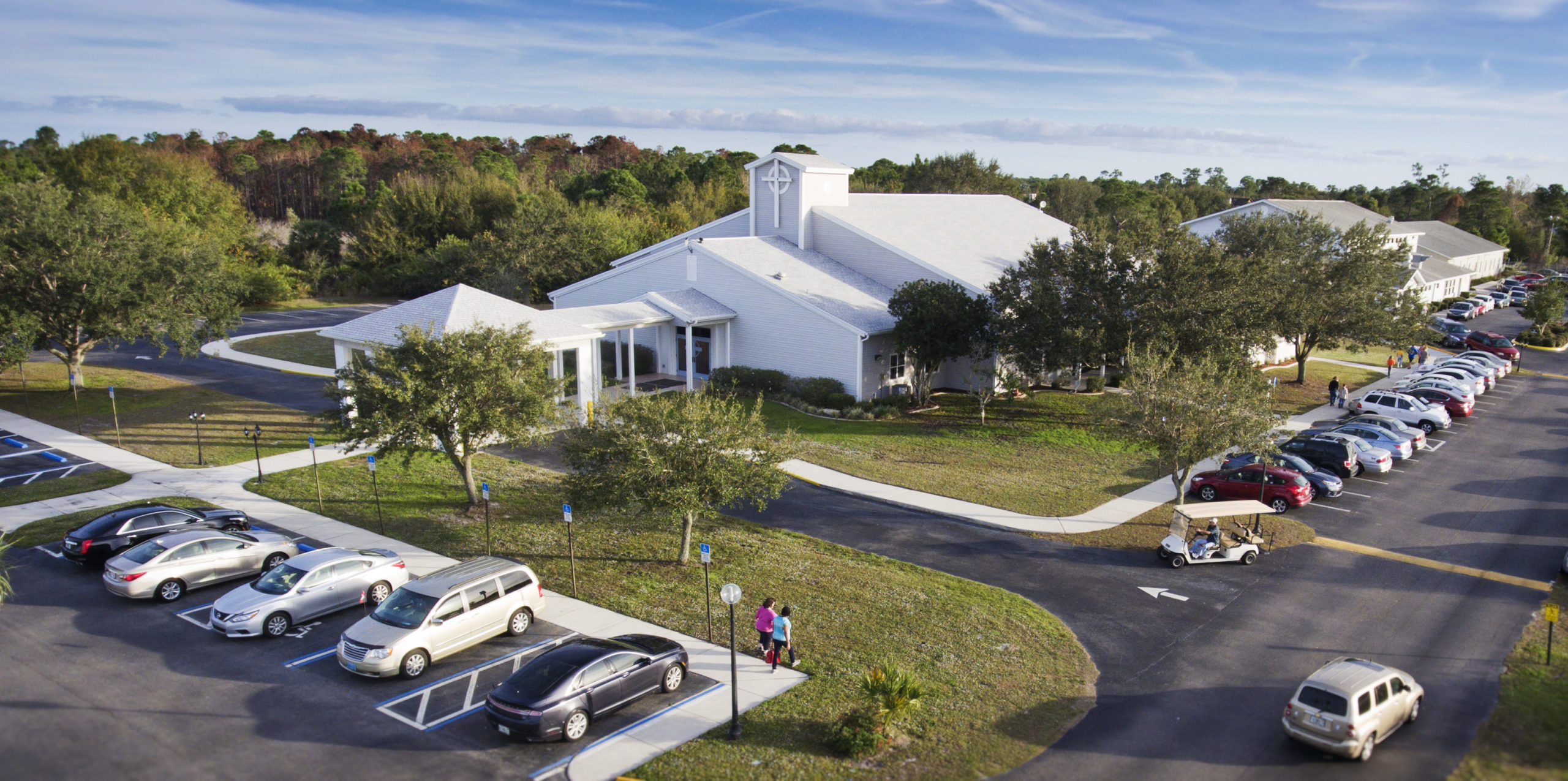 aerial image of church building